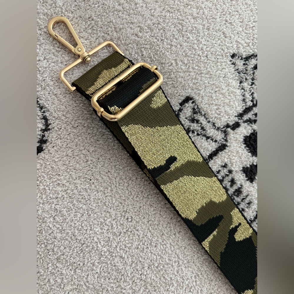 Camouflage Purse Strap with Gold Hardware (Adjustable)